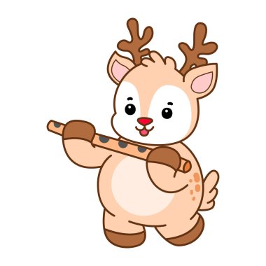 Şirin Geyik vektör simgesi. Komik bebek geyik hayvan serisi örnekleri. Yumuşak Geyik Tasarımlarının Hayatı.