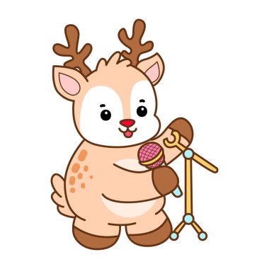 Şirin Geyik vektör simgesi. Komik bebek geyik hayvan serisi örnekleri. Yumuşak Geyik Tasarımlarının Hayatı.