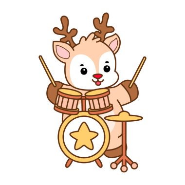 Şirin Geyik vektör simgesi. Komik bebek geyik hayvan serisi örnekleri. Yumuşak Geyik Tasarımlarının Hayatı.