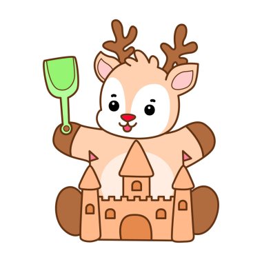 Şirin Geyik vektör simgesi. Komik bebek geyik hayvan serisi örnekleri. Yumuşak Geyik Tasarımlarının Hayatı.