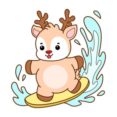 Şirin Geyik vektör simgesi. Komik bebek geyik hayvan serisi örnekleri. Yumuşak Geyik Tasarımlarının Hayatı.