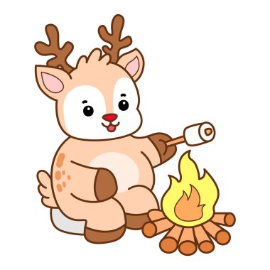 Şirin Geyik vektör simgesi. Komik bebek geyik hayvan serisi örnekleri. Yumuşak Geyik Tasarımlarının Hayatı.