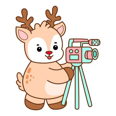 Şirin Geyik vektör simgesi. Komik bebek geyik hayvan serisi örnekleri. Yumuşak Geyik Tasarımlarının Hayatı.