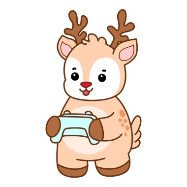 Şirin Geyik vektör simgesi. Komik bebek geyik hayvan serisi örnekleri. Yumuşak Geyik Tasarımlarının Hayatı.