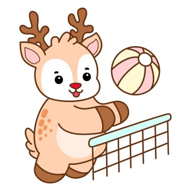 Şirin Geyik vektör simgesi. Komik bebek geyik hayvan serisi örnekleri. Yumuşak Geyik Tasarımlarının Hayatı.