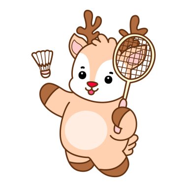 Şirin Geyik vektör simgesi. Komik bebek geyik hayvan serisi örnekleri. Yumuşak Geyik Tasarımlarının Hayatı.