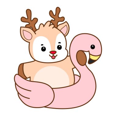 Şirin Geyik vektör simgesi. Komik bebek geyik hayvan serisi örnekleri. Yumuşak Geyik Tasarımlarının Hayatı.