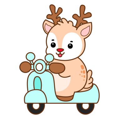 Şirin Geyik vektör simgesi. Komik bebek geyik hayvan serisi örnekleri. Yumuşak Geyik Tasarımlarının Hayatı.