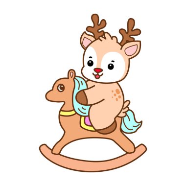 Şirin Geyik vektör simgesi. Komik bebek geyik hayvan serisi örnekleri. Yumuşak Geyik Tasarımlarının Hayatı.