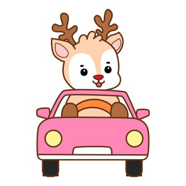 Şirin Geyik vektör simgesi. Komik bebek geyik hayvan serisi örnekleri. Yumuşak Geyik Tasarımlarının Hayatı.