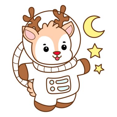 Şirin Geyik vektör simgesi. Komik bebek geyik hayvan serisi örnekleri. Yumuşak Geyik Tasarımlarının Hayatı.