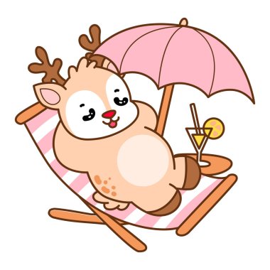 Şirin Geyik vektör simgesi. Komik bebek geyik hayvan serisi örnekleri. Yumuşak Geyik Tasarımlarının Hayatı.