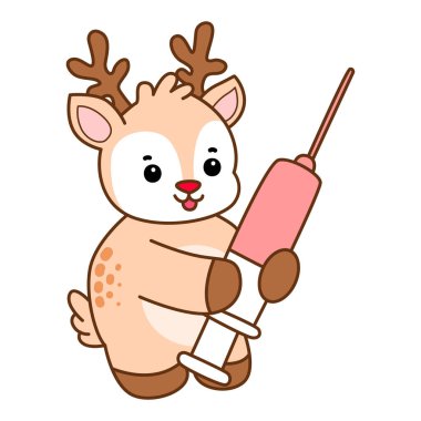 Şirin Geyik vektör simgesi. Komik bebek geyik hayvan serisi örnekleri. Yumuşak Geyik Tasarımlarının Hayatı.