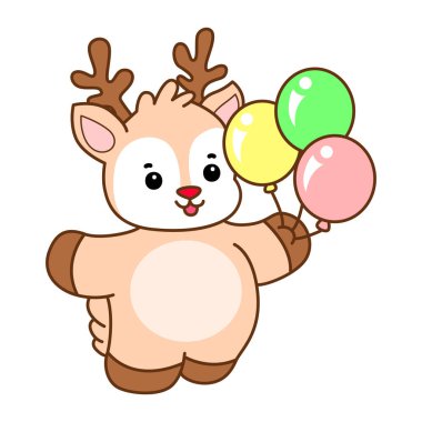 Şirin Geyik vektör simgesi. Komik bebek geyik hayvan serisi örnekleri. Yumuşak Geyik Tasarımlarının Hayatı.