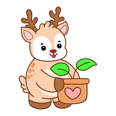 Şirin Geyik vektör simgesi. Komik bebek geyik hayvan serisi örnekleri. Yumuşak Geyik Tasarımlarının Hayatı.