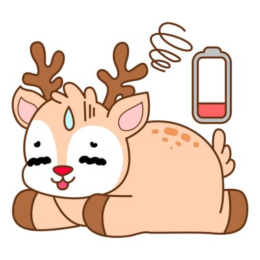 Şirin Geyik vektör simgesi. Komik bebek geyik hayvan serisi örnekleri. Yumuşak Geyik Tasarımlarının Hayatı.