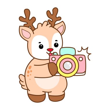 Şirin Geyik vektör simgesi. Komik bebek geyik hayvan serisi örnekleri. Yumuşak Geyik Tasarımlarının Hayatı.