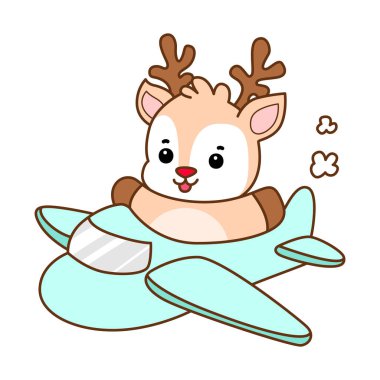 Şirin Geyik vektör simgesi. Komik bebek geyik hayvan serisi örnekleri. Yumuşak Geyik Tasarımlarının Hayatı.