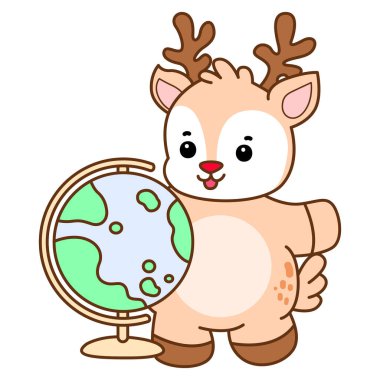 Şirin Geyik vektör simgesi. Komik bebek geyik hayvan serisi örnekleri. Yumuşak Geyik Tasarımlarının Hayatı.