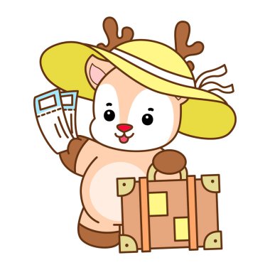 Şirin Geyik vektör simgesi. Komik bebek geyik hayvan serisi örnekleri. Yumuşak Geyik Tasarımlarının Hayatı.