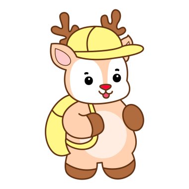 Şirin Geyik vektör simgesi. Komik bebek geyik hayvan serisi örnekleri. Yumuşak Geyik Tasarımlarının Hayatı.