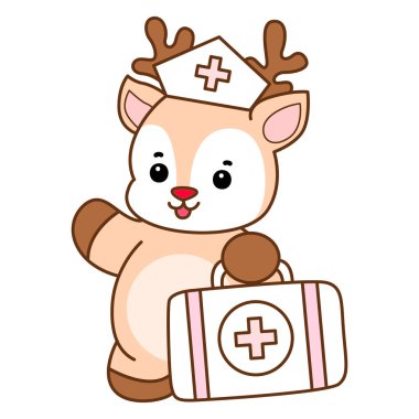 Şirin Geyik vektör simgesi. Komik bebek geyik hayvan serisi örnekleri. Yumuşak Geyik Tasarımlarının Hayatı.