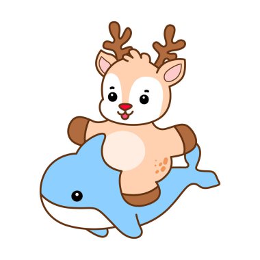 Şirin Geyik vektör simgesi. Komik bebek geyik hayvan serisi örnekleri. Yumuşak Geyik Tasarımlarının Hayatı.