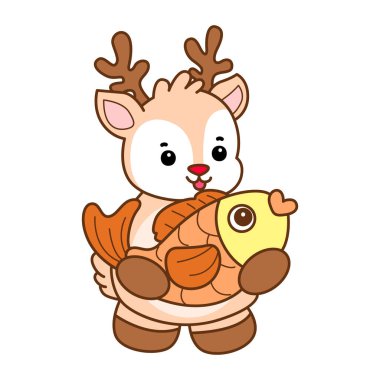 Şirin Geyik vektör simgesi. Komik bebek geyik hayvan serisi örnekleri. Yumuşak Geyik Tasarımlarının Hayatı.