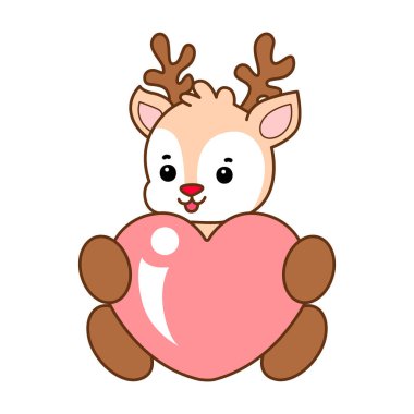 Şirin Geyik vektör simgesi. Komik bebek geyik hayvan serisi örnekleri. Yumuşak Geyik Tasarımlarının Hayatı.