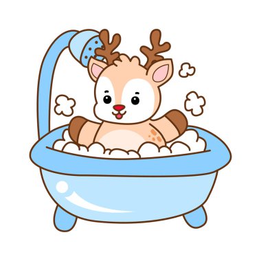 Şirin Geyik vektör simgesi. Komik bebek geyik hayvan serisi örnekleri. Yumuşak Geyik Tasarımlarının Hayatı.