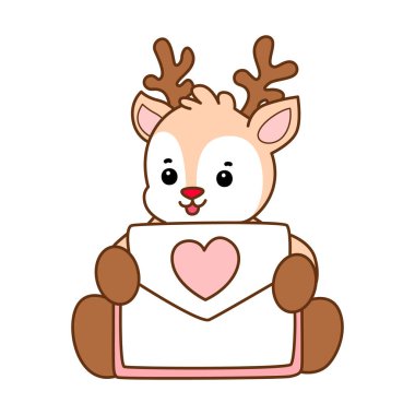 Şirin Geyik vektör simgesi. Komik bebek geyik hayvan serisi örnekleri. Yumuşak Geyik Tasarımlarının Hayatı.