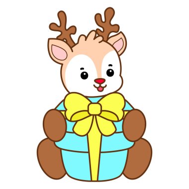 Şirin Geyik vektör simgesi. Komik bebek geyik hayvan serisi örnekleri. Yumuşak Geyik Tasarımlarının Hayatı.