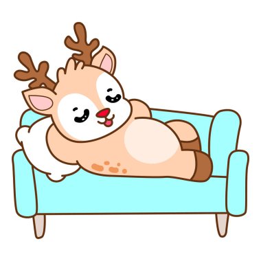 Şirin Geyik vektör simgesi. Komik bebek geyik hayvan serisi örnekleri. Yumuşak Geyik Tasarımlarının Hayatı.