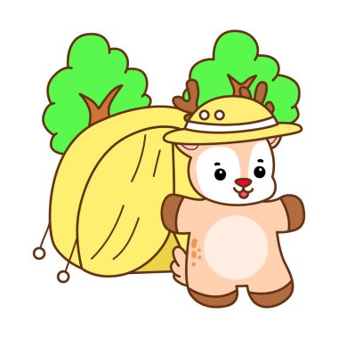 Şirin Geyik vektör simgesi. Komik bebek geyik hayvan serisi örnekleri. Yumuşak Geyik Tasarımlarının Hayatı.