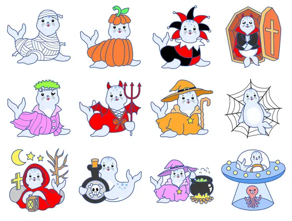 Şirin Seal vektör ikonu. Komik bebek fok hayvan serisi illüstrasyonu. Yumuşak Mühür Tasarımlarının Hayatı.