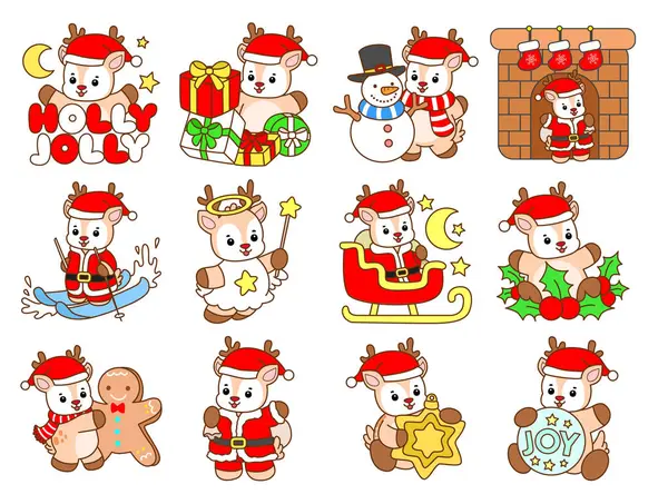 Şirin Geyik vektör simgesi. Komik bebek geyik hayvan serisi örnekleri. Yumuşak Geyik Tasarımlarının Hayatı.