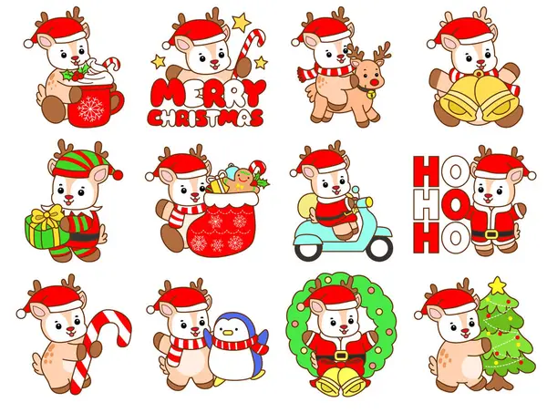 Şirin Geyik vektör simgesi. Komik bebek geyik hayvan serisi örnekleri. Yumuşak Geyik Tasarımlarının Hayatı.