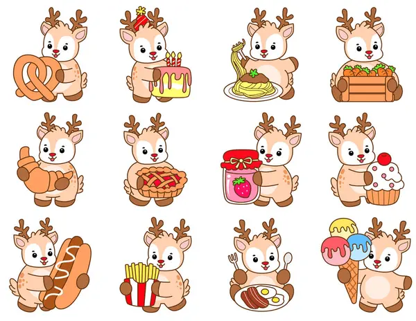 Şirin Geyik vektör simgesi. Komik bebek geyik hayvan serisi örnekleri. Yumuşak Geyik Tasarımlarının Hayatı.