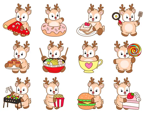 Şirin Geyik vektör simgesi. Komik bebek geyik hayvan serisi örnekleri. Yumuşak Geyik Tasarımlarının Hayatı.