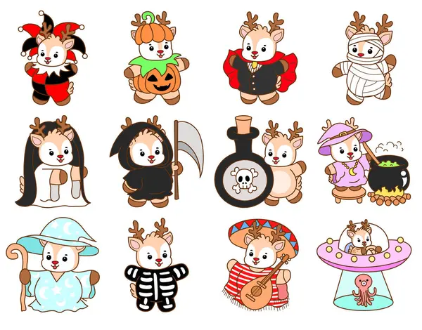 Şirin Geyik vektör simgesi. Komik bebek geyik hayvan serisi örnekleri. Yumuşak Geyik Tasarımlarının Hayatı.