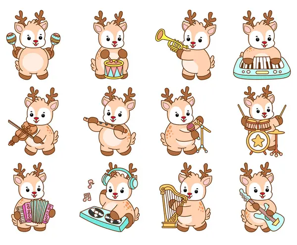 Şirin Geyik vektör simgesi. Komik bebek geyik hayvan serisi örnekleri. Yumuşak Geyik Tasarımlarının Hayatı.