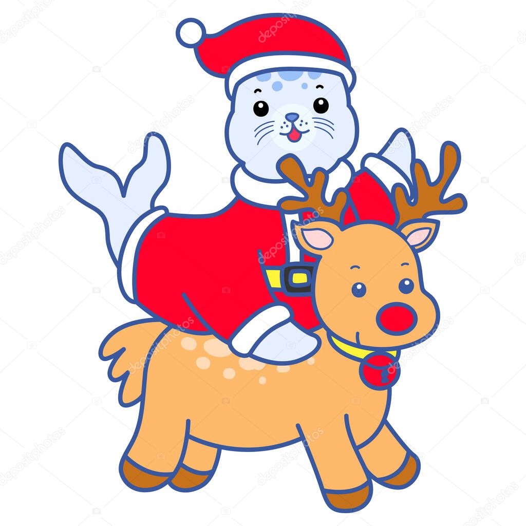 Cute Seal vector icon. Funny baby Seal animal series stock illustration. Life of fluffy Seal designs.