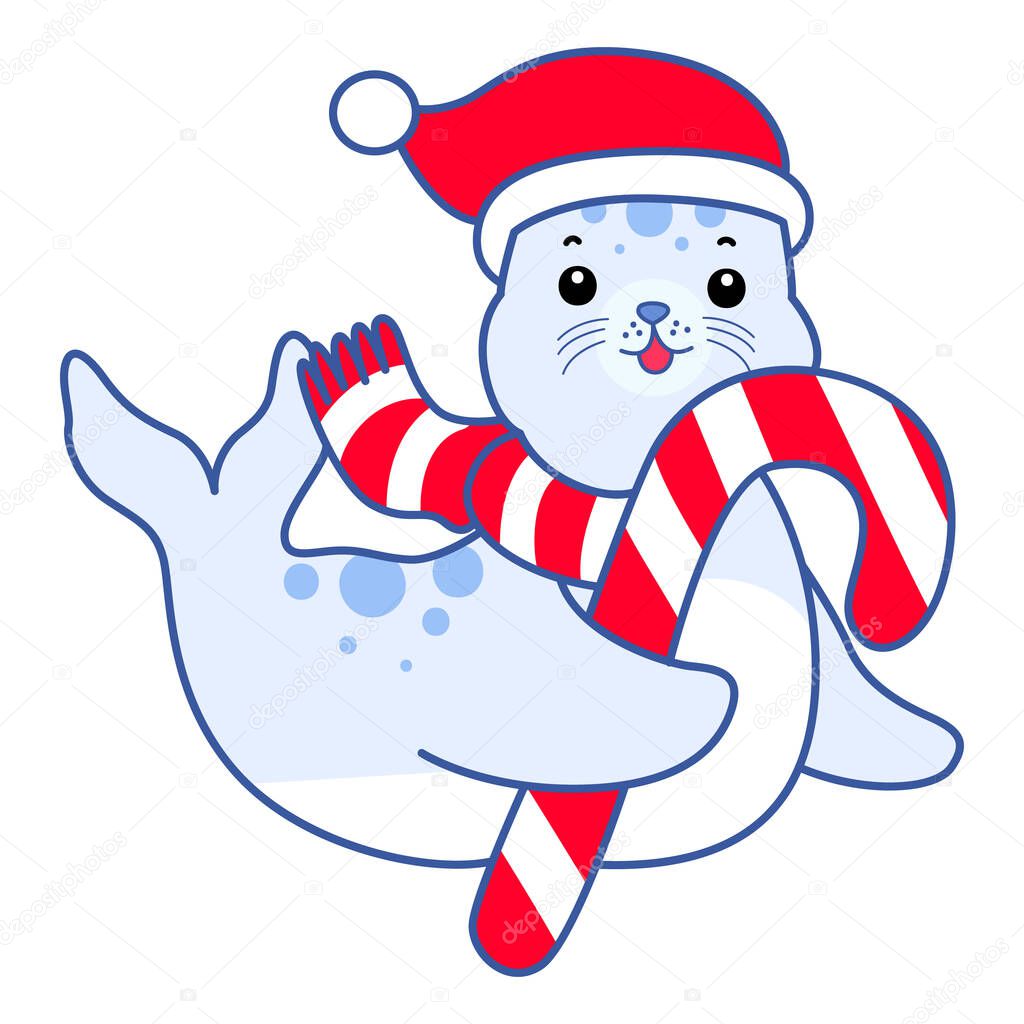 Cute Seal vector icon. Funny baby Seal animal series stock illustration. Life of fluffy Seal designs.