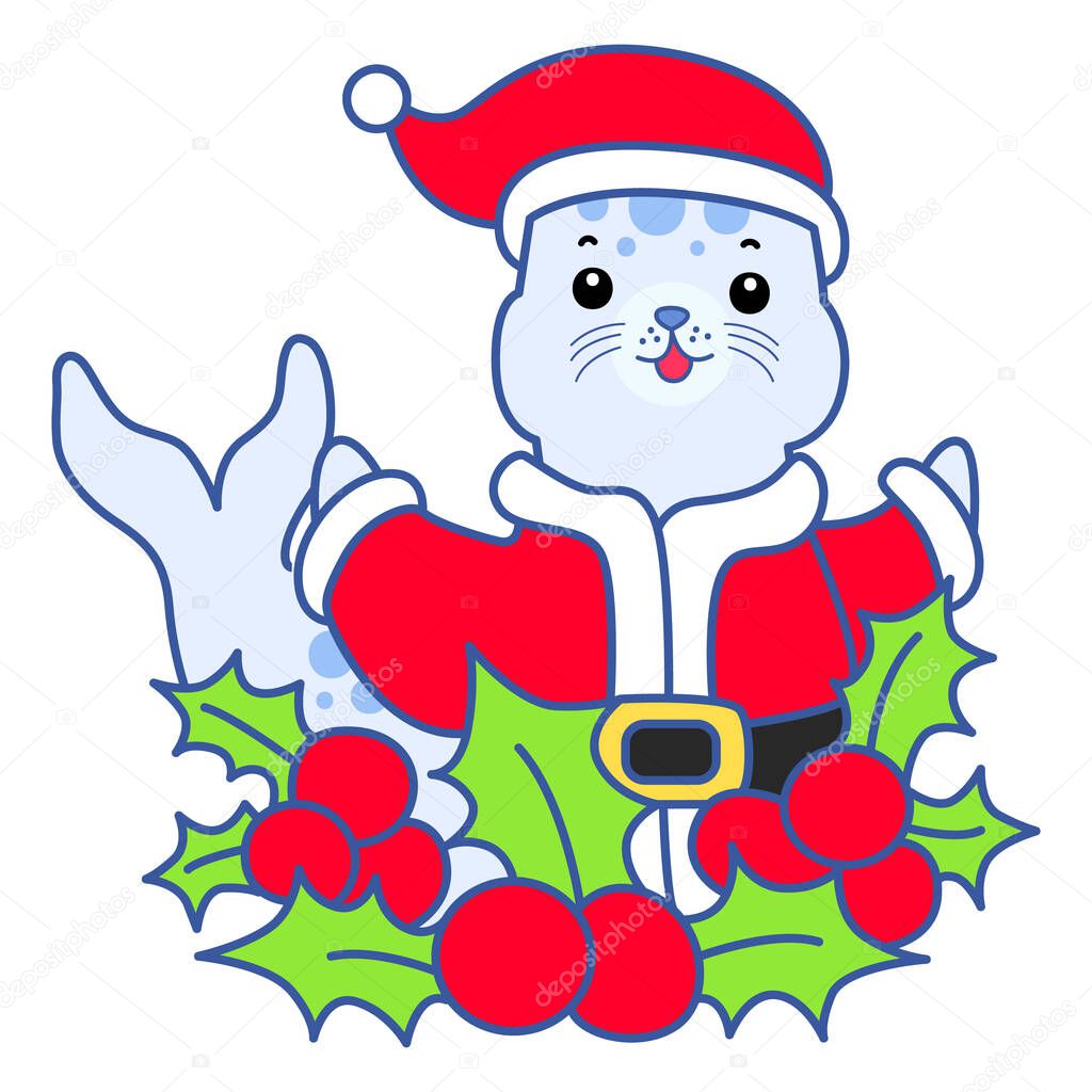 Cute Seal vector icon. Funny baby Seal animal series stock illustration. Life of fluffy Seal designs.