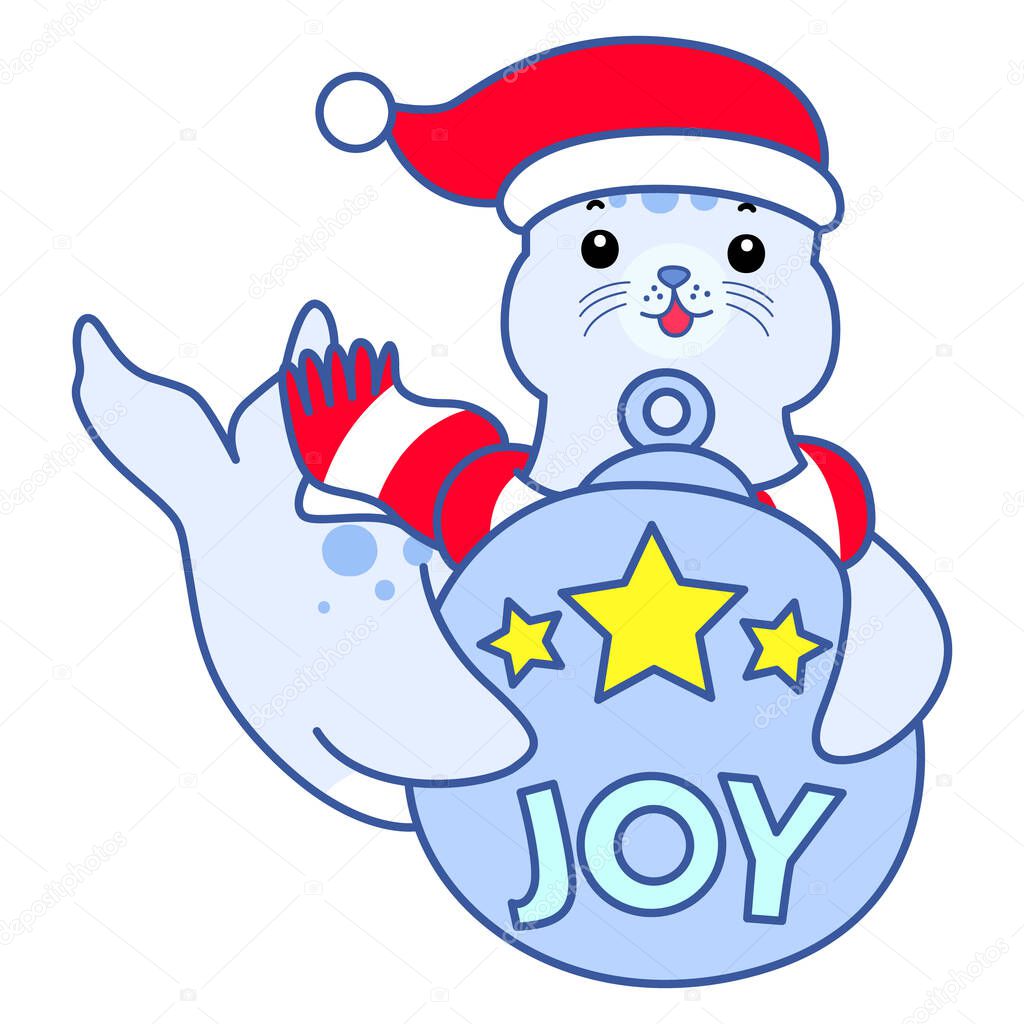 Cute Seal vector icon. Funny baby Seal animal series stock illustration. Life of fluffy Seal designs.