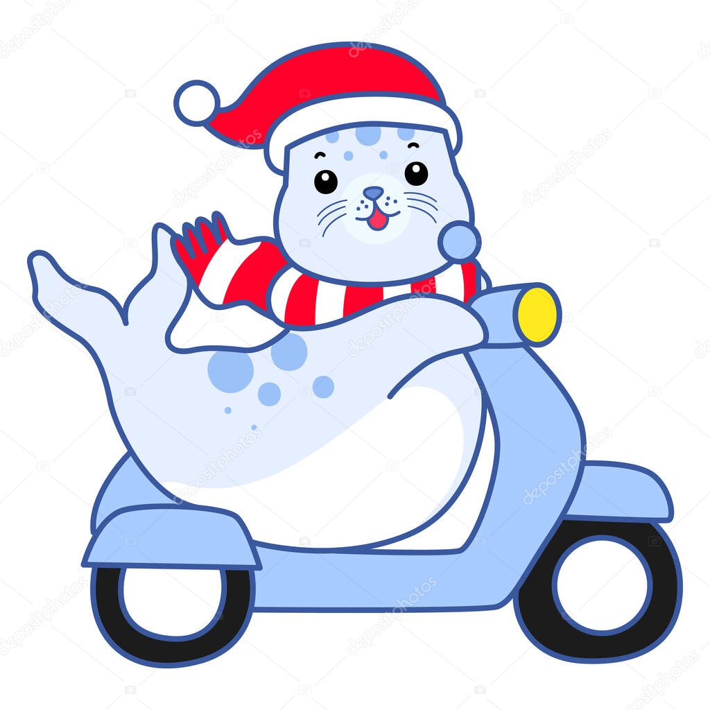 Cute Seal vector icon. Funny baby Seal animal series stock illustration. Life of fluffy Seal designs.