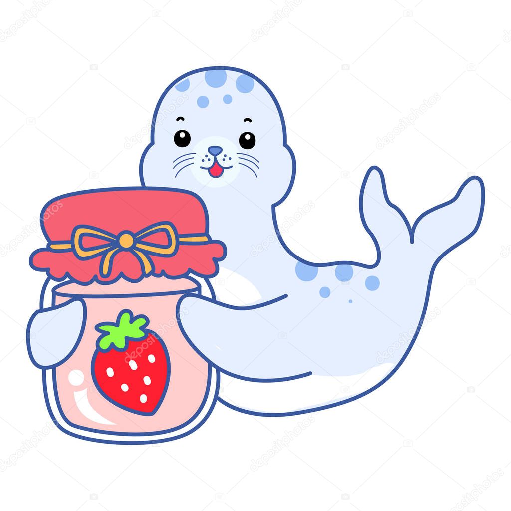 Cute Seal vector icon. Funny baby Seal animal series stock illustration. Life of fluffy Seal designs.