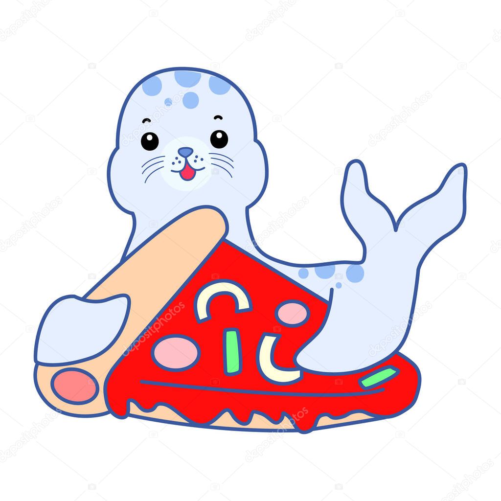 Cute Seal vector icon. Funny baby Seal animal series stock illustration. Life of fluffy Seal designs.