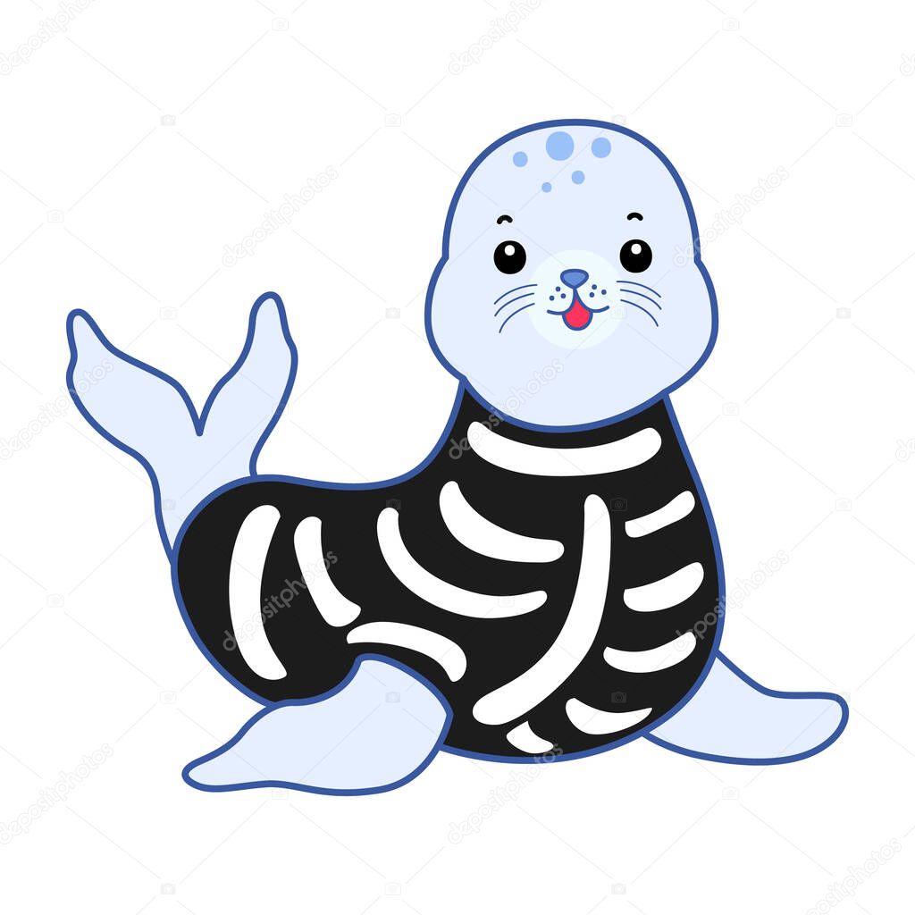 Cute Seal vector icon. Funny baby Seal animal series stock illustration. Life of fluffy Seal designs.