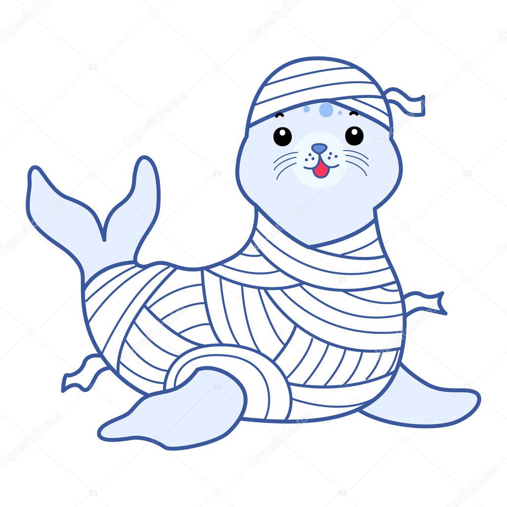 Cute Seal vector icon. Funny baby Seal animal series stock illustration. Life of fluffy Seal designs.